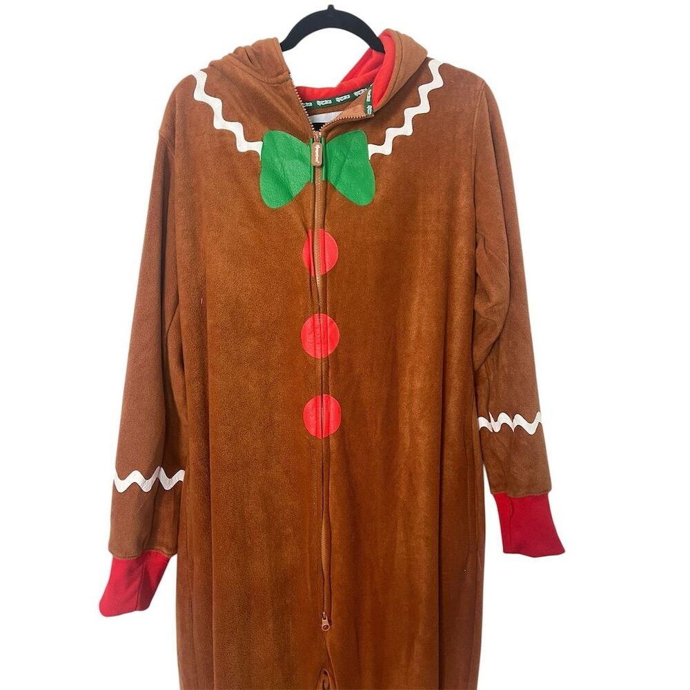 NWT Tipsy Elves Men's Gingerbread Man Jumpsuit Brown‎ Hooded Christmas - Picture 4 of 8